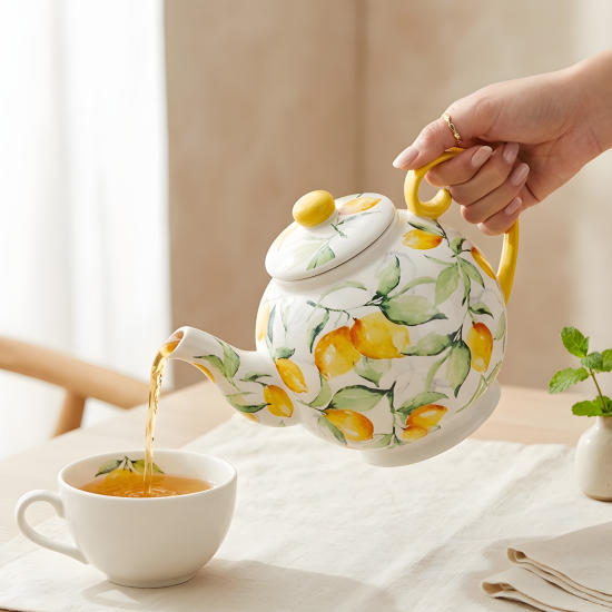 Lemon Pattern Porcelain Teapot